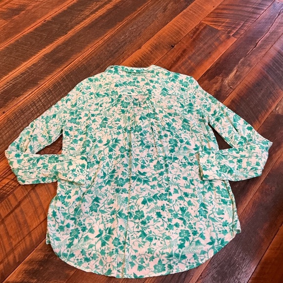 Maeve Anthropologie Green Floral Print Button Down Blouse Size Small - Picture 4 of 7